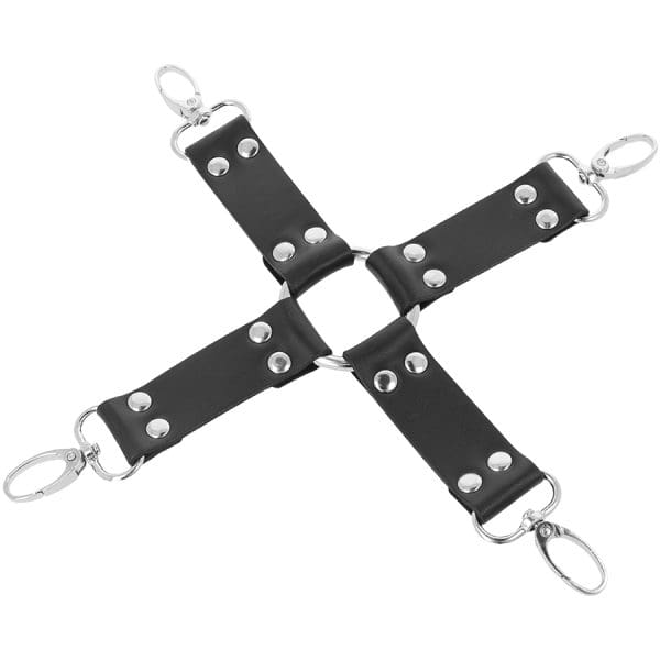 DARKNESS - LEATHER HANDCUFFS FOR FOOT AND HANDS BLACK 4